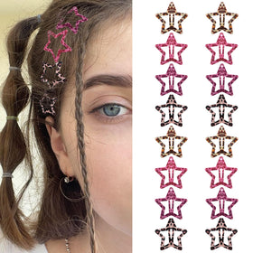 Clips cheveux étoile SAOROPEB rouges avec motif léopard