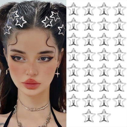 Clips cheveux étoiles argent SAOROPEB pack de 30 pièces