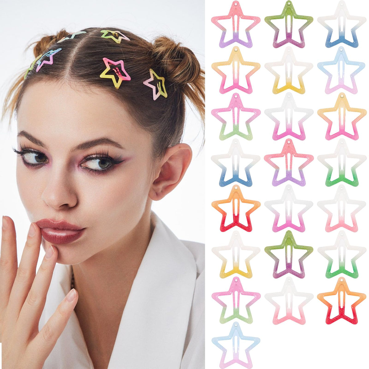 Clips cheveux étoiles colorées SAOROPEB vue avant
