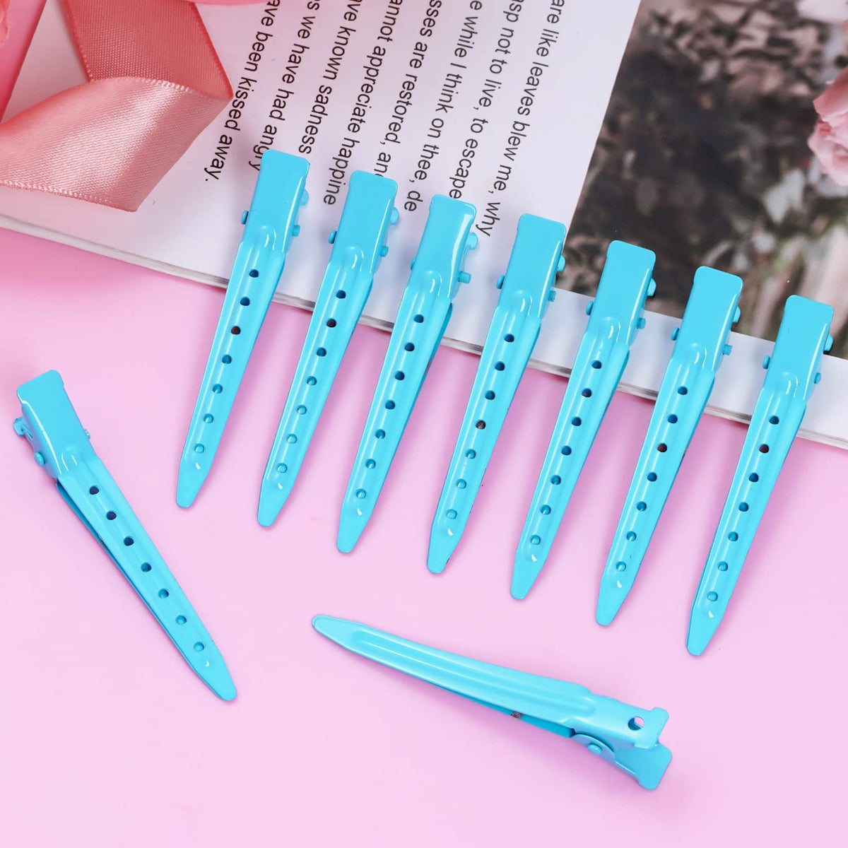 Clips en métal Bantoye 2,75 pouces bleu avec cheveux coiffés
