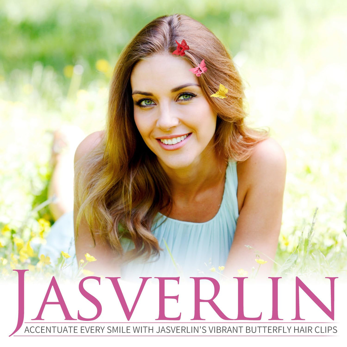 Clips papillon JASVERLIN en usage sur des cheveux