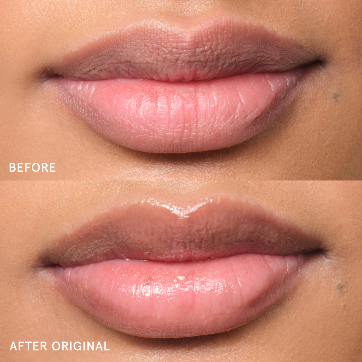 Close-up du Baume Dotcom Glossier et son emballage