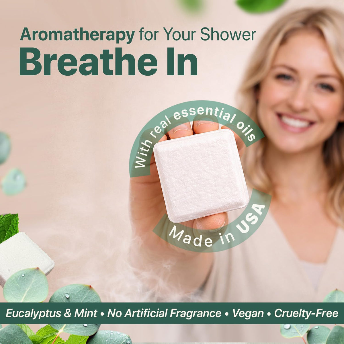 Close-up of Beauty by Earth Shower Steamers Eucalyptus