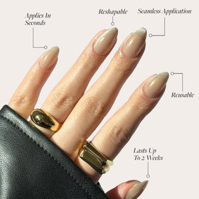 Close-up of Glamnetic Press On Nails in short almond shape