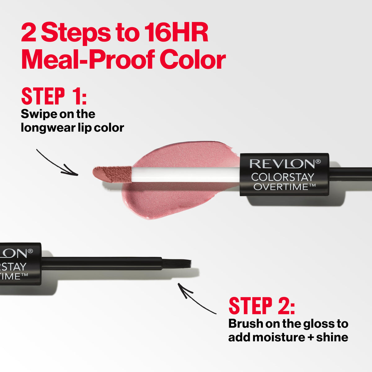 Close-up of REVLON ColorStay Overtime Lipcolor 320 Faithful Fawn applied