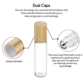 Close-up sur le flacon roll-on en verre avec bille en acier inoxydable