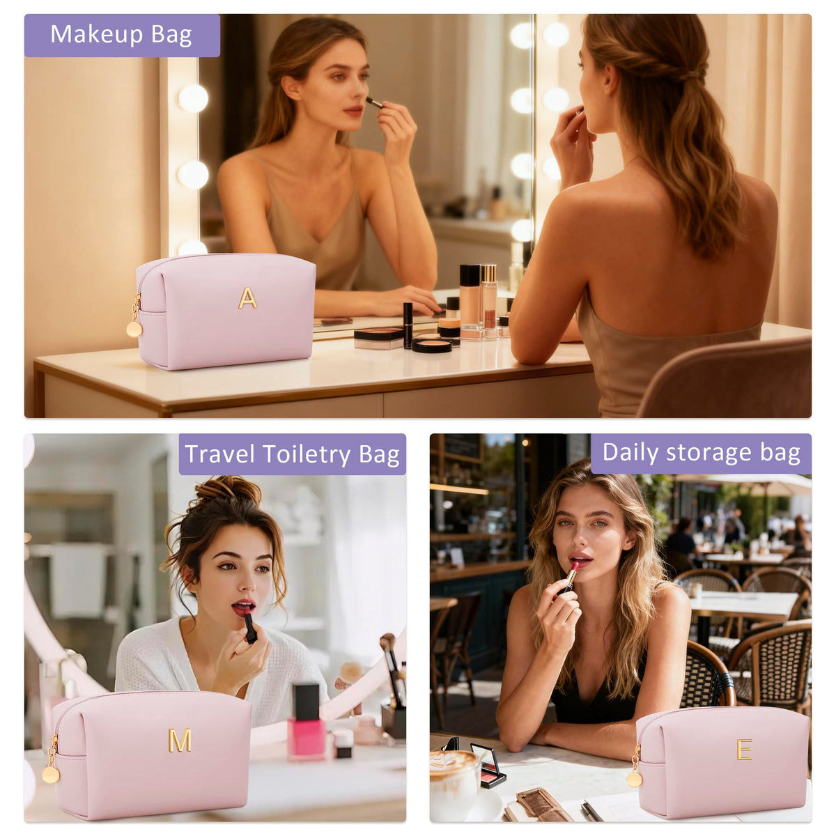 CLOUDWINGS trousse de maquillage montrant les initiales personnalisées