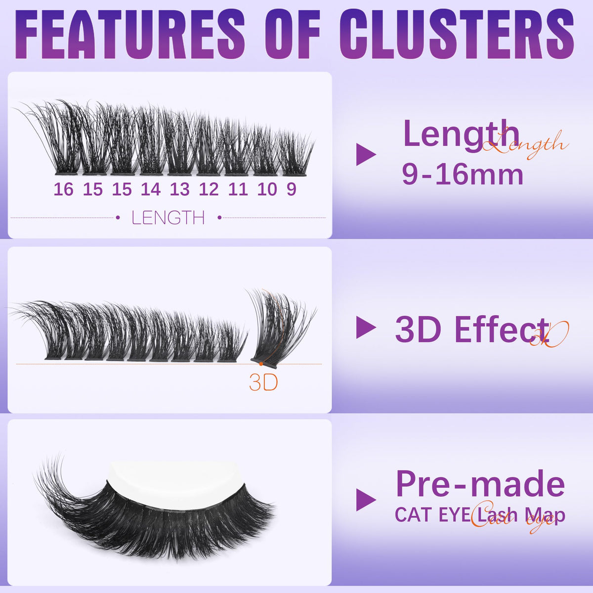Cluster de cils Geeneiya avec scellant et adhésif