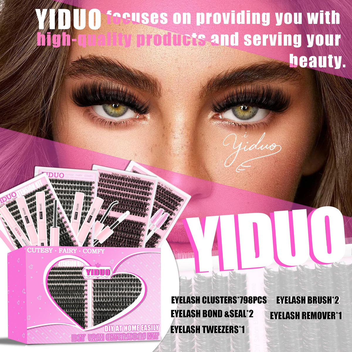 Clusters de cils 60D et 80D du kit YIDUO