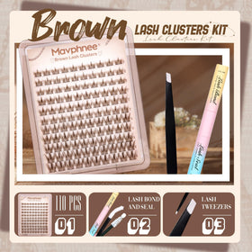 Clusters de cils bruns Mavphnee en gros plan