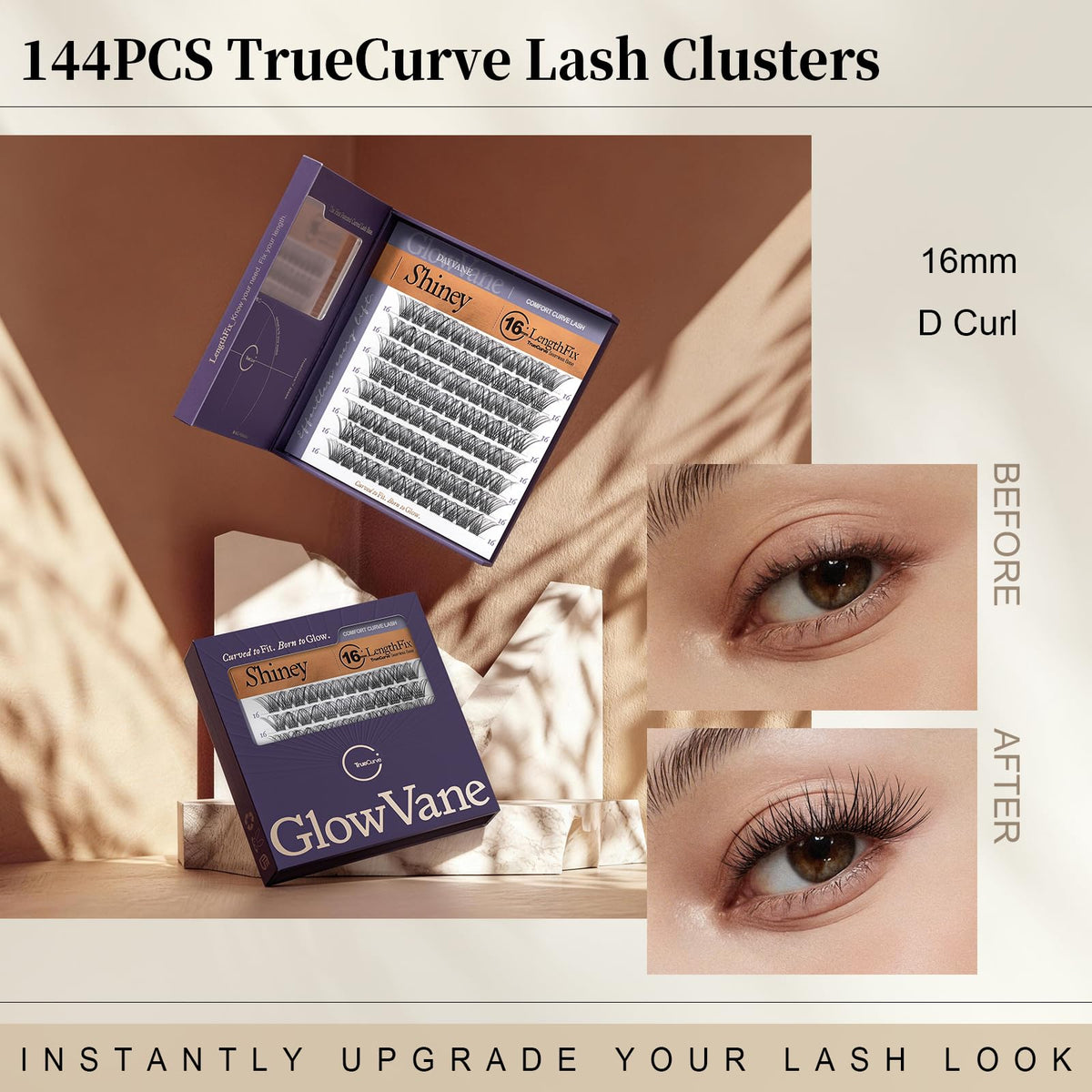 Clusters de cils GlowVane en gros plan