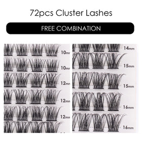 Clusters de cils individuels de différentes longueurs 10-16 mm