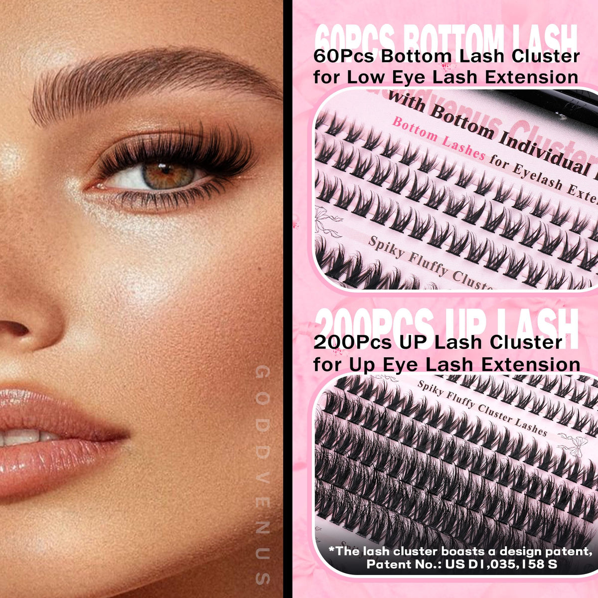 Clusters de cils inférieurs du kit Goddvenus