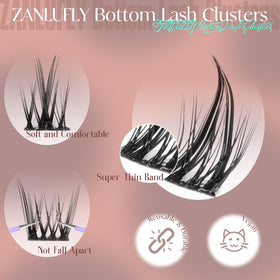 Clusters de cils inférieurs zanlufly 5-8MM, style 3, présentation dans l'emballage