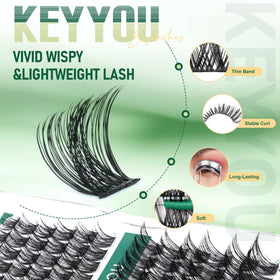 Clusters de cils KEYYOU 14mm avec tige fine