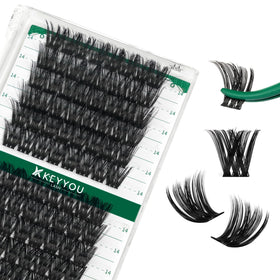 Clusters de cils KEYYOU 96 pcs D Curl 14mm vue de face