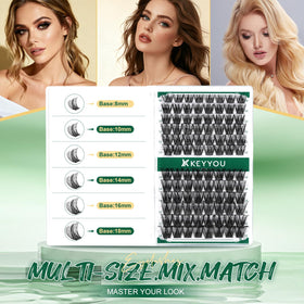 Clusters de cils KEYYOU sur un fond blanc