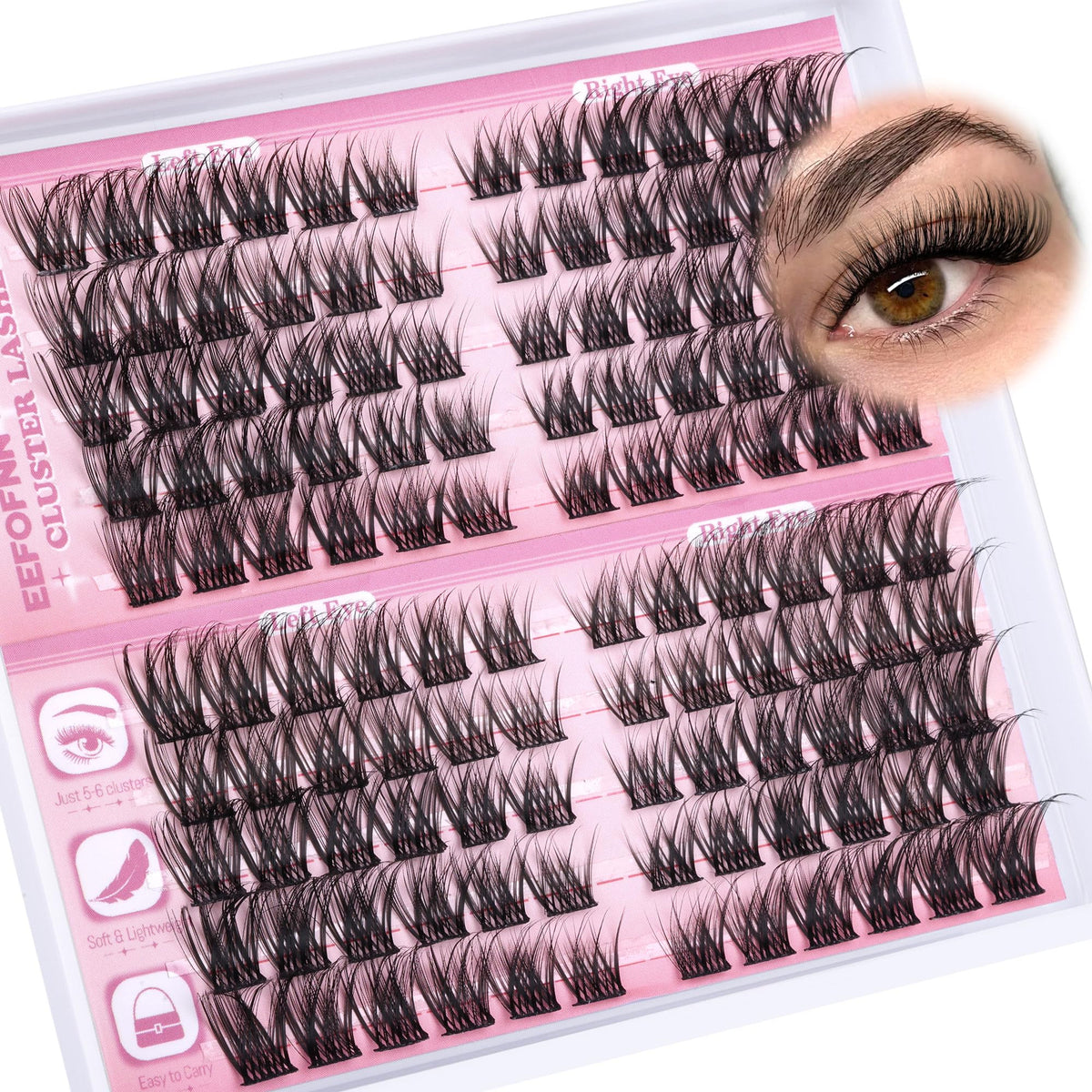 Clusters de cils naturels Eefofnn C Curl 11-16 mm vue avant
