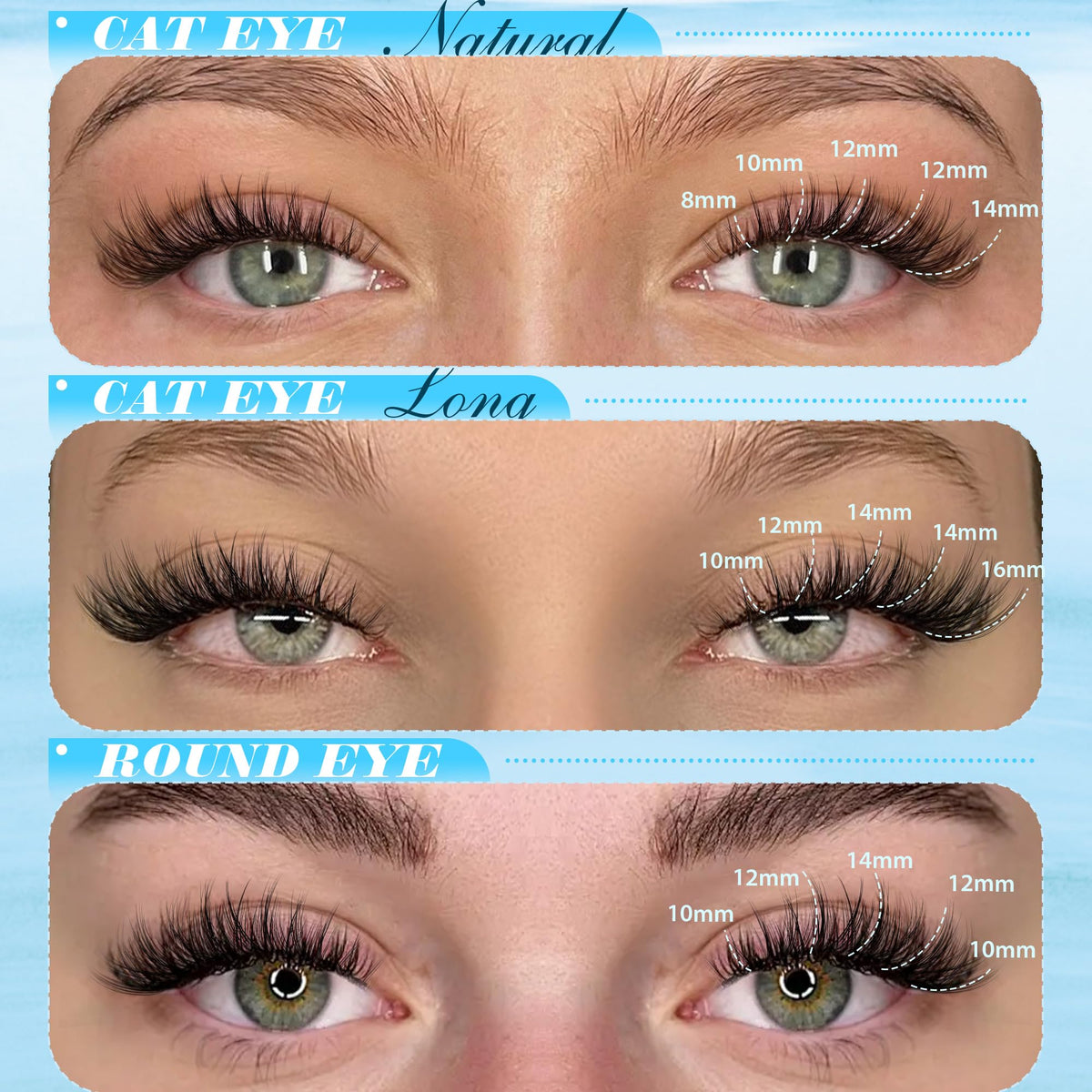 Clusters de cils Pawotence en différentes longueurs
