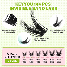 Clusters de cils postiches KEYYOU D Curl à l'intérieur de la boîte