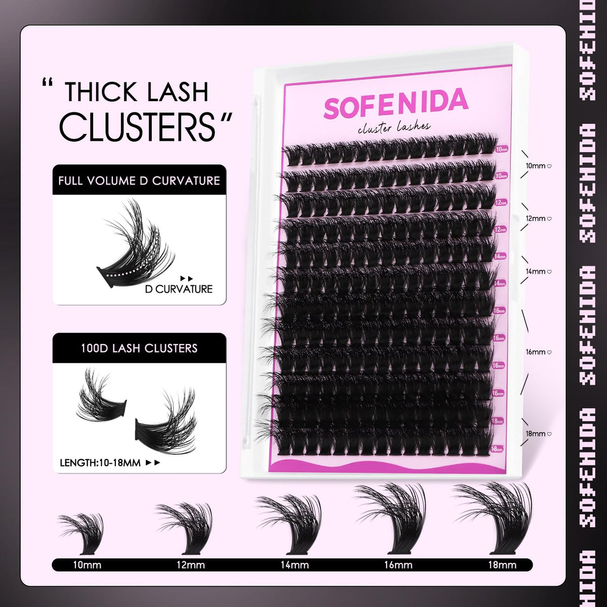 Clusters de cils SOFENIDA en différentes longueurs