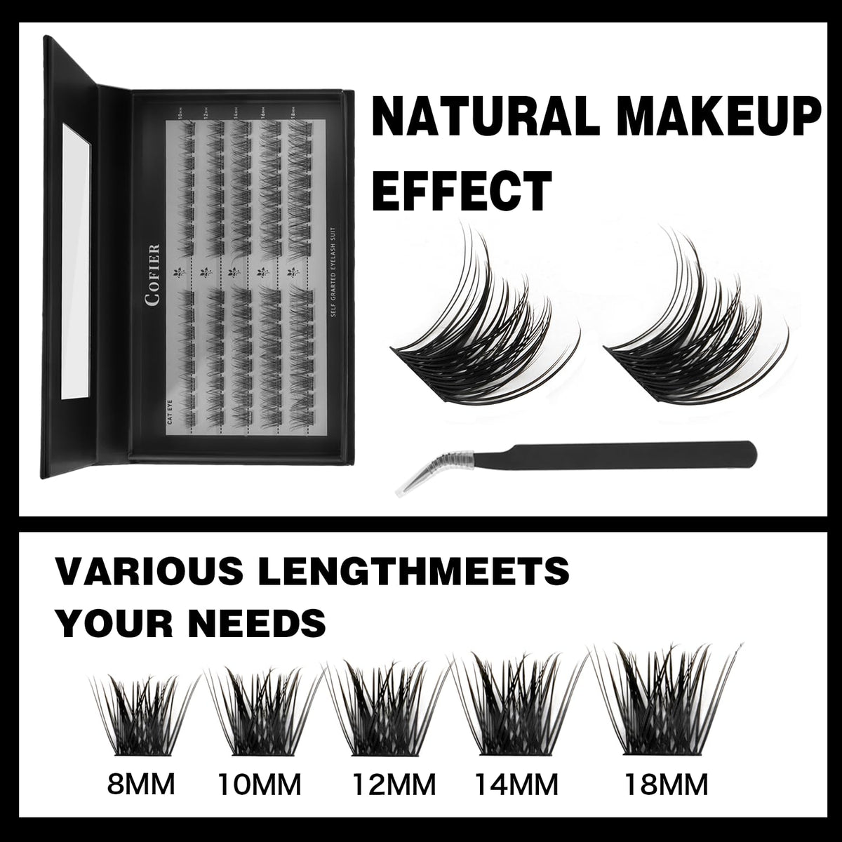 Clusters de cils Wispy CoFier en différentes longueurs
