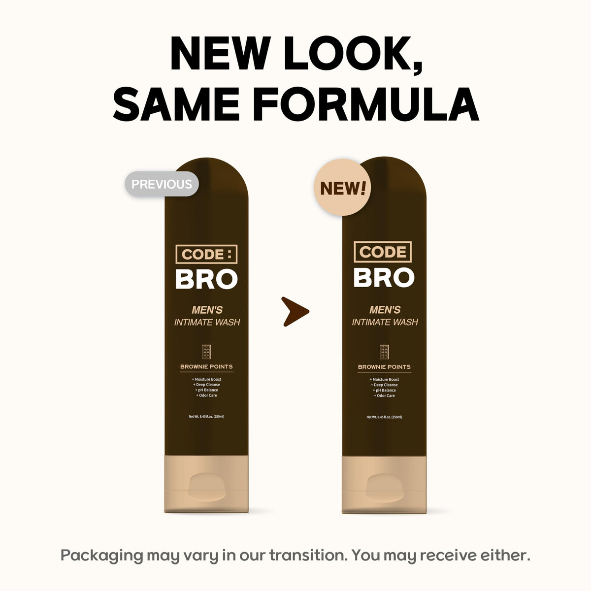 Code Bro Gel Intime Brownie Point 250ml avec arrière-plan neutre