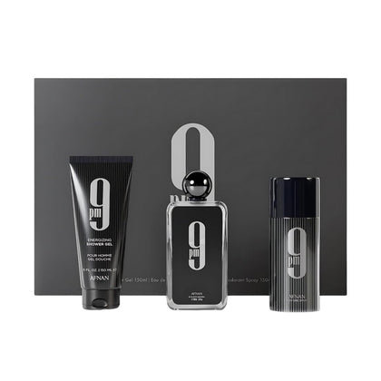 Coffret Afnan 9 PM avec Eau de Parfum, Déodorant et Gel Douche