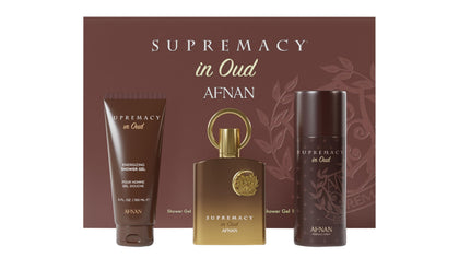 Coffret Afnan Supremacy in Oud avec parfum, déodorant et gel douche