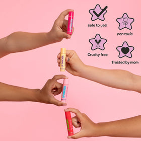 Coffret anniversaire Lip Smacker ouvert avec baumes visibles