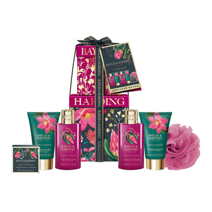 Coffret Baylis & Harding Boudoire avec produits de soins et packaging floral