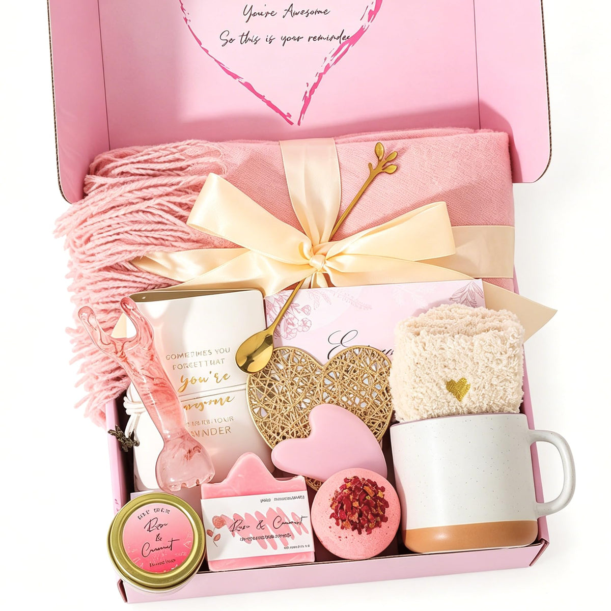 Coffret bien-être peacoeye avec bougie parfumée à la rose