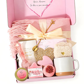 Coffret bien-être peacoeye avec bougie parfumée à la rose