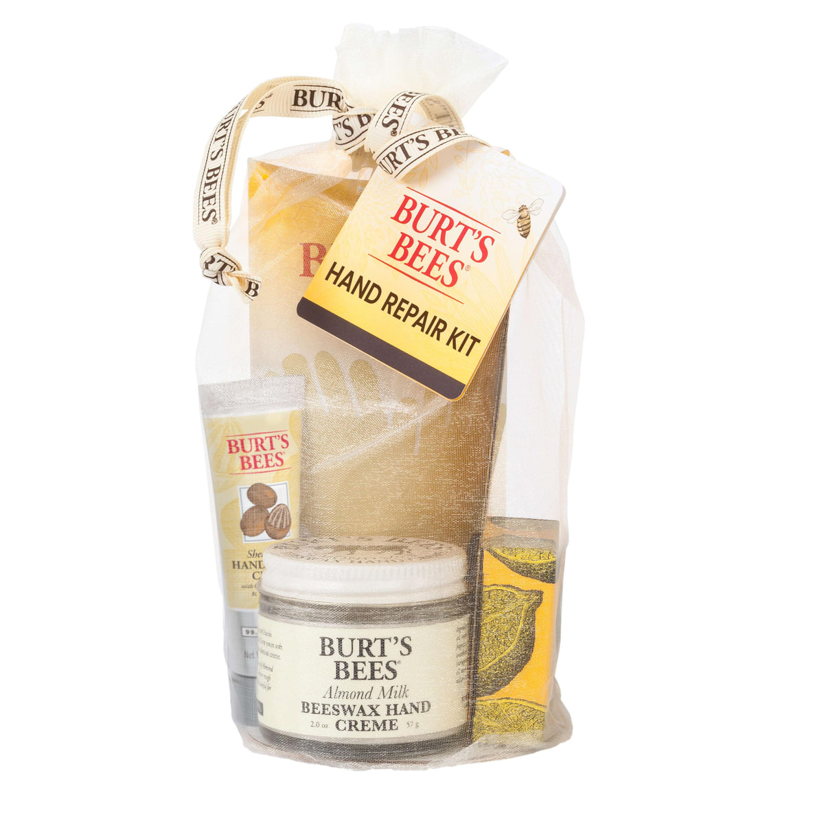 Coffret Burt's Bees Réparation des Mains avec produits et gants en coton