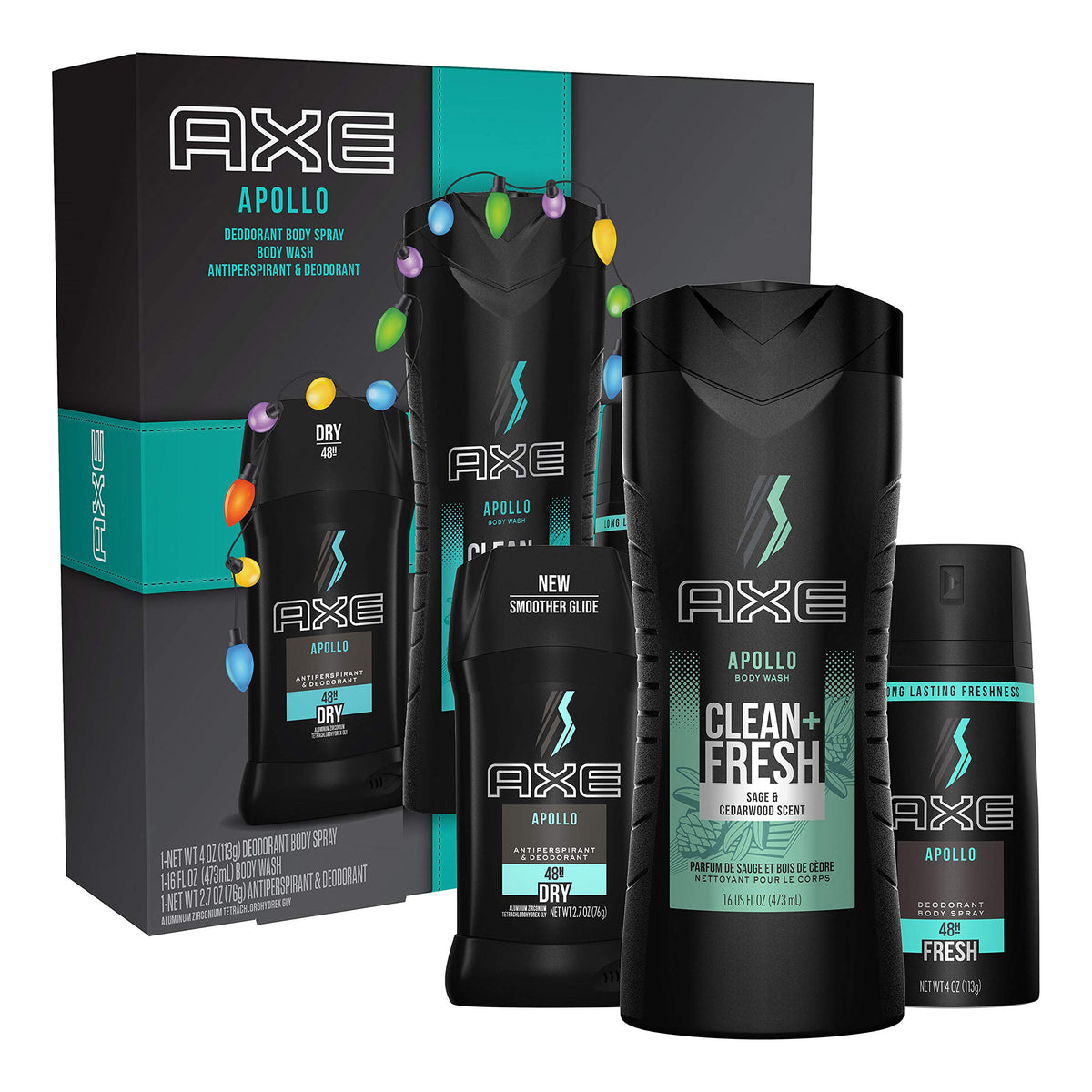 Coffret cadeau AXE Apollo incluant déodorant, antiperspirant et gel douche