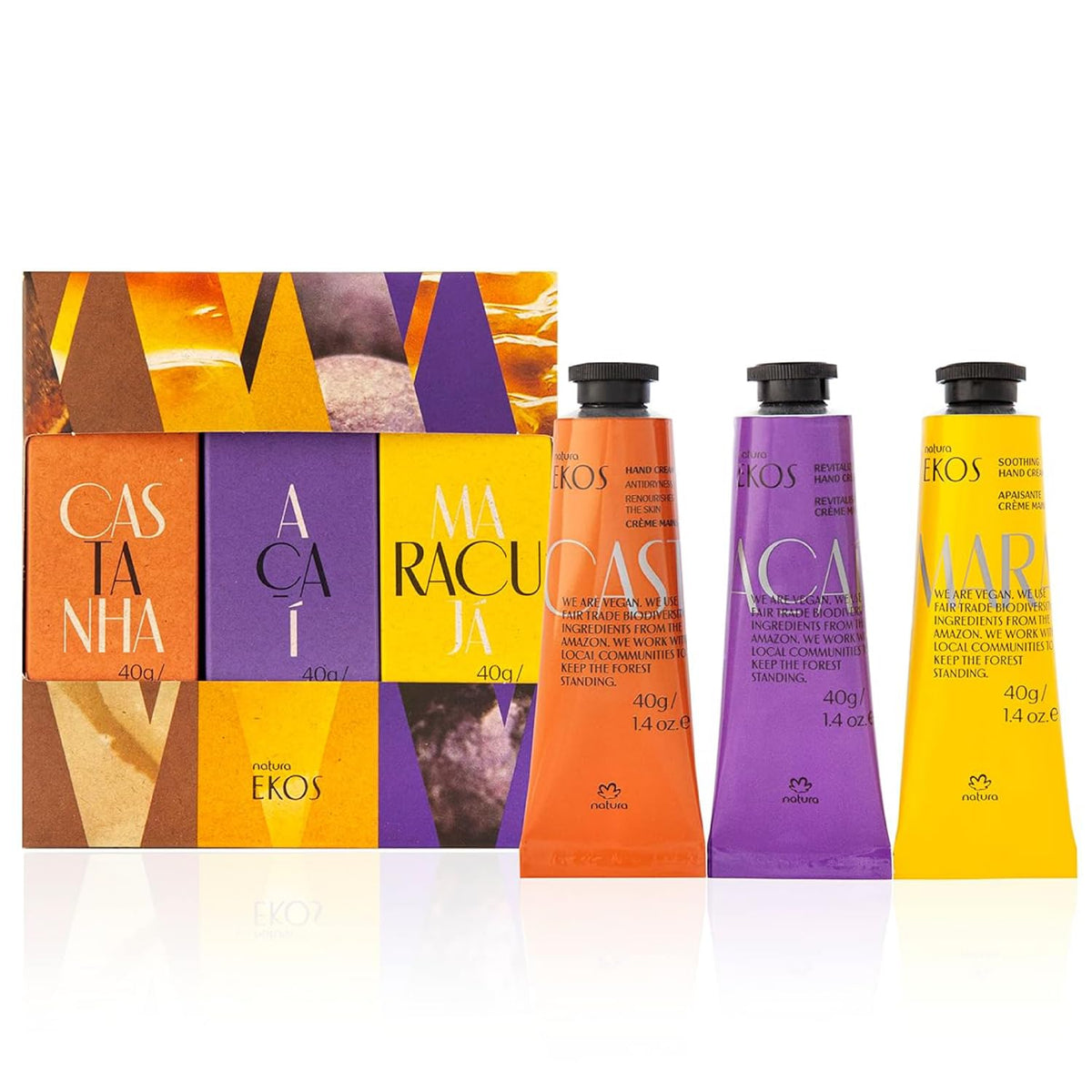 Coffret cadeau natura crème mains voyage avec trois tubes