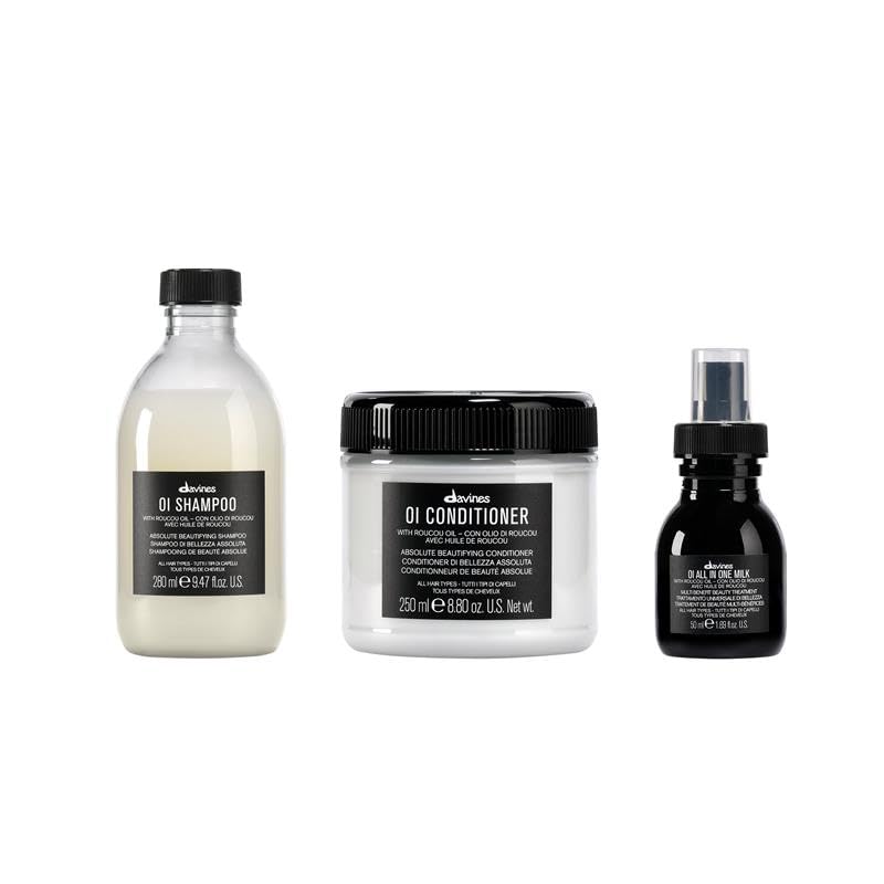 Coffret Davines OI avec shampooing, après-shampooing et lait tout-en-un