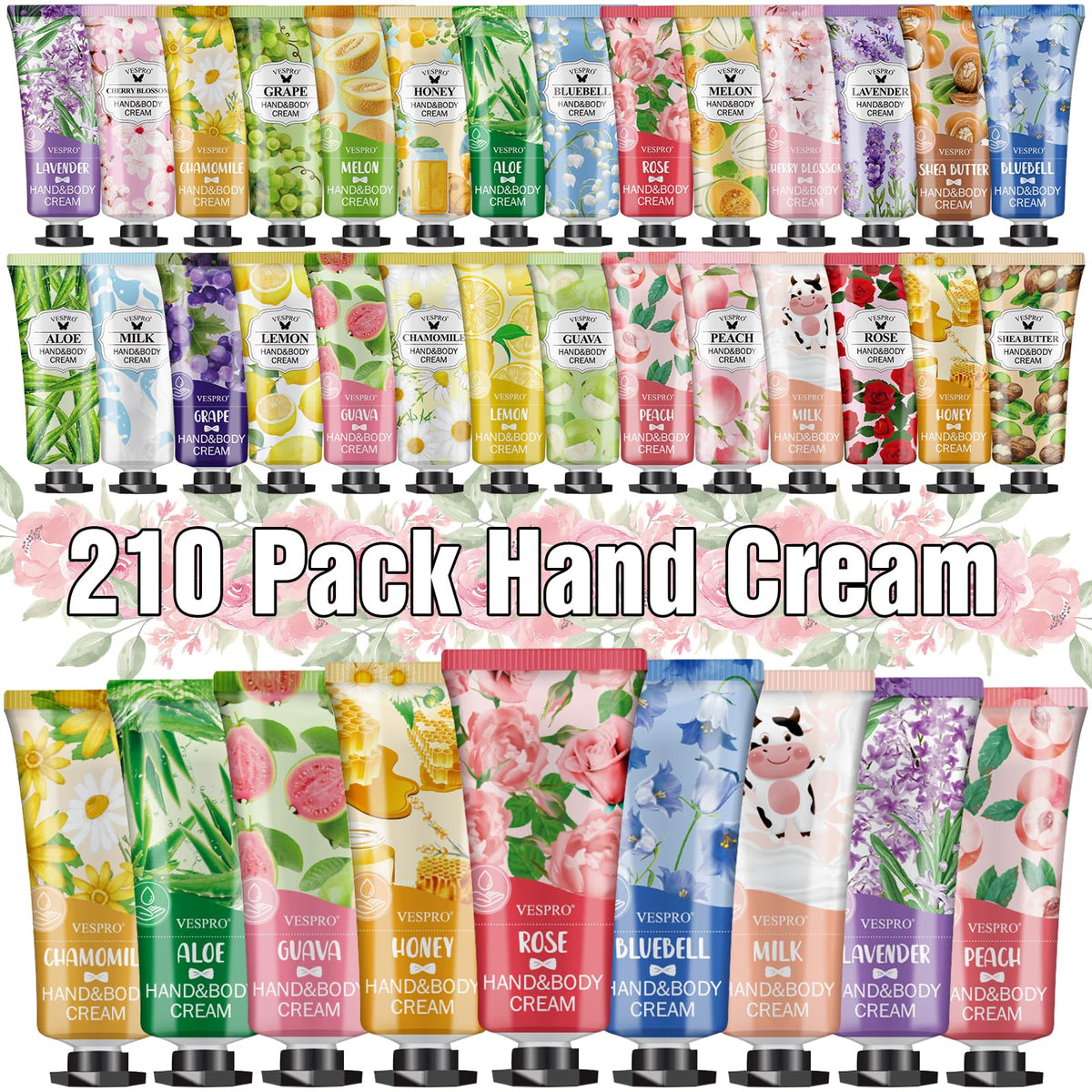 Coffret de 210 crèmes hydratantes VESPRO avec 14 parfums