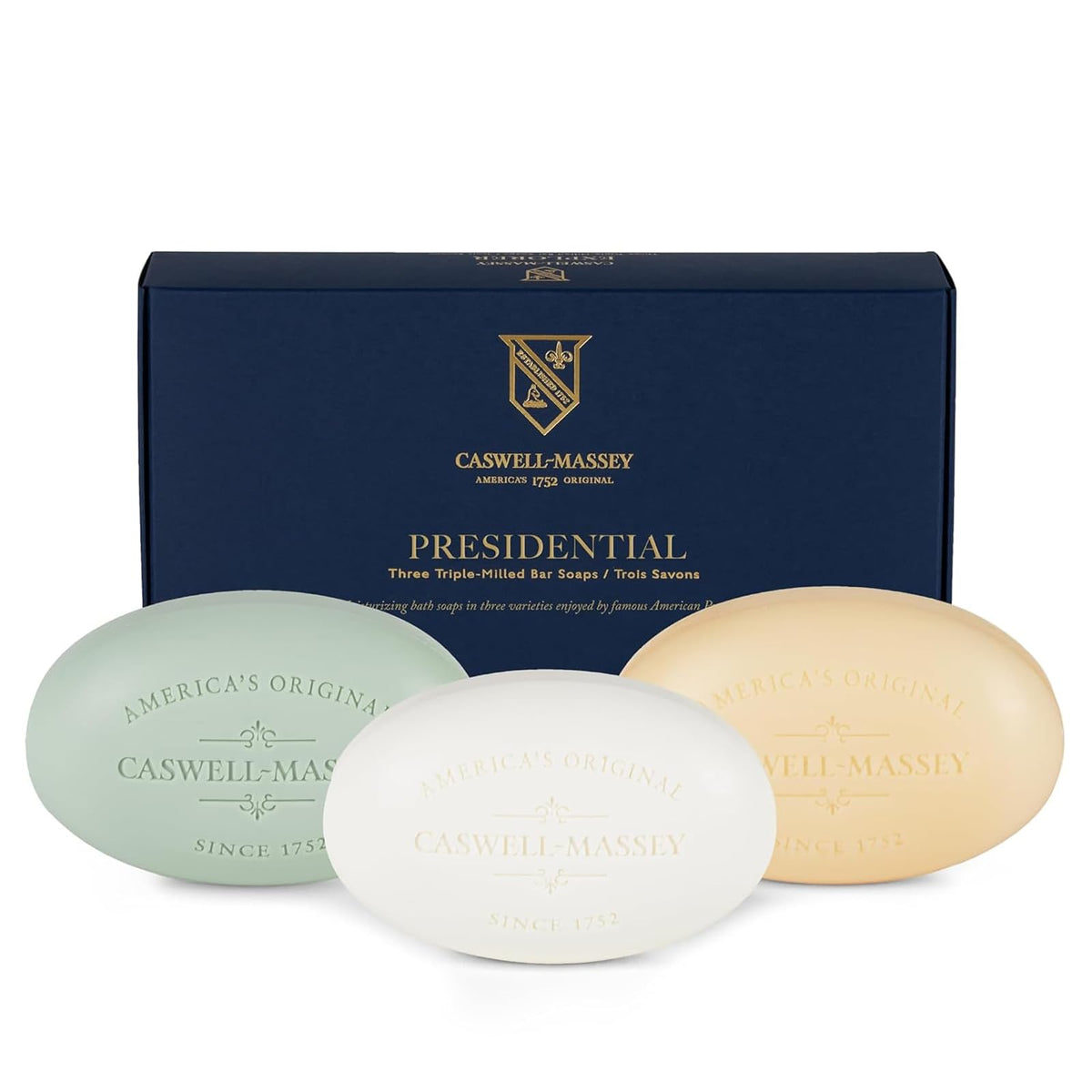 Coffret de 3 savons Caswell-Massey pour hommes avec packaging élégant