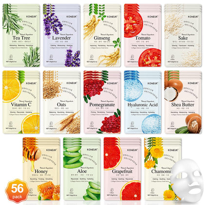 Coffret de 56 masques en tissu KONEUK avec emballage coloré