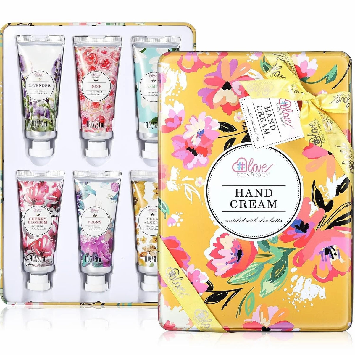 Coffret de 6 crèmes pour les mains BODY & EARTH avec différentes fragrances