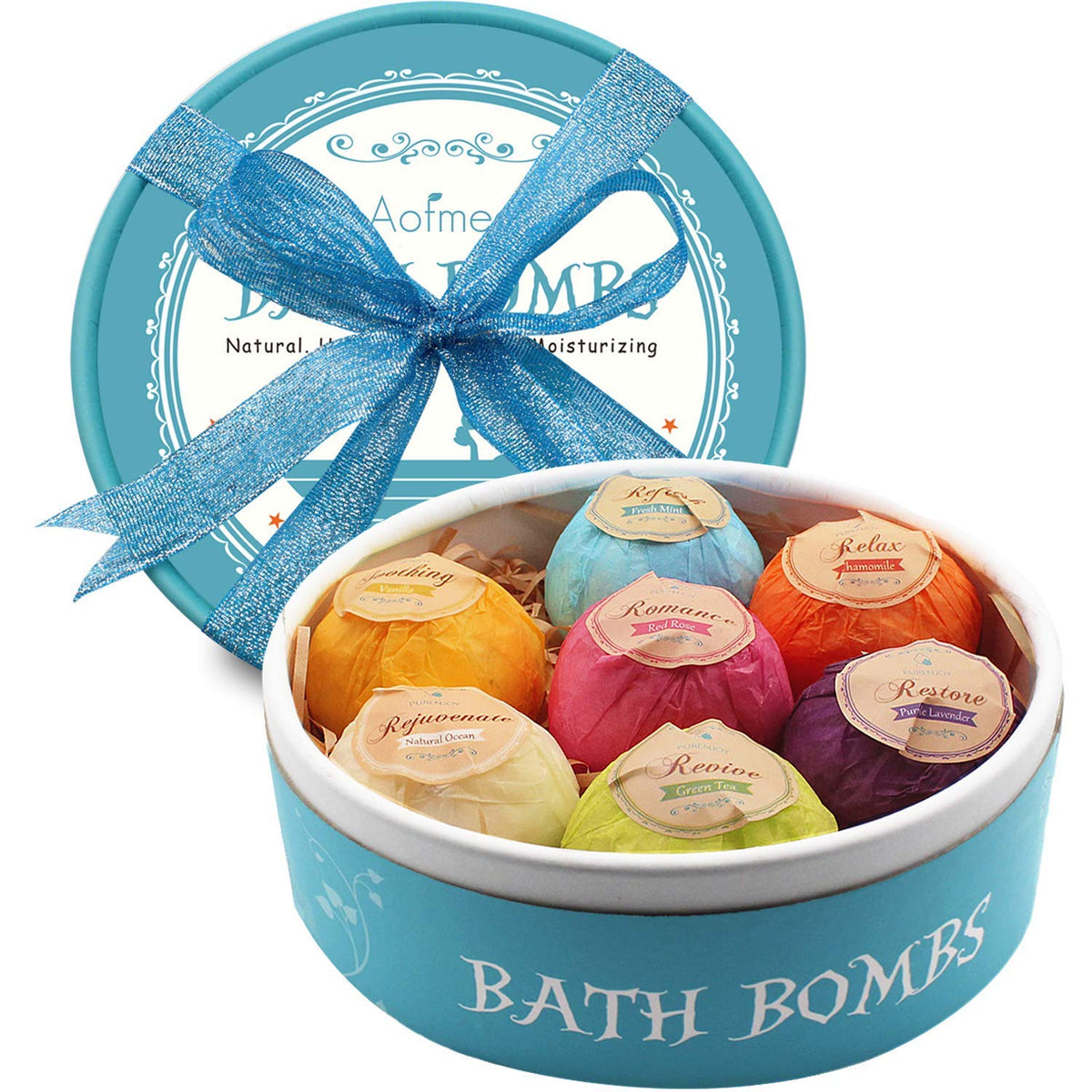 Coffret de 7 bombes de bain Aofmee avec différentes couleurs