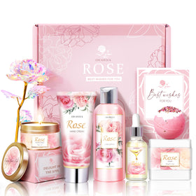 Coffret de bain LUCOTIYA avec huile essentielle de rose et bougie parfumée