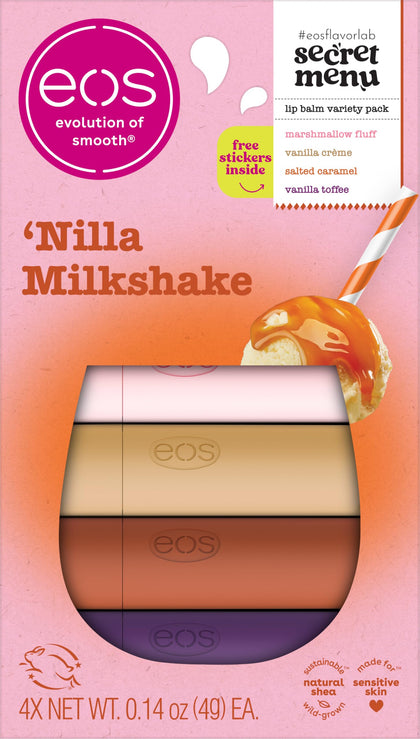 Coffret de baumes à lèvres eos Nilla Milkshake avec quatre saveurs