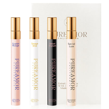 Coffret de parfums PUREAMOR avec 4 flacons de senteurs