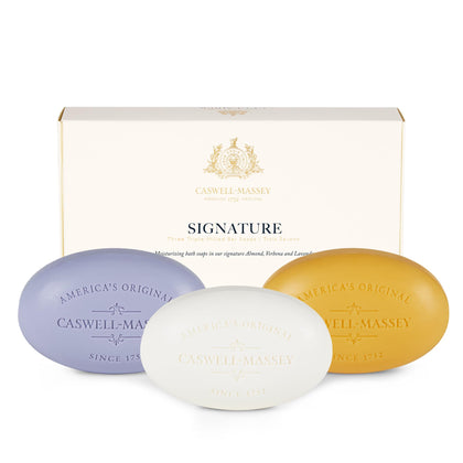 Coffret de Savons Caswell-Massey avec 3 barres Amandes, Verveine, Lavande