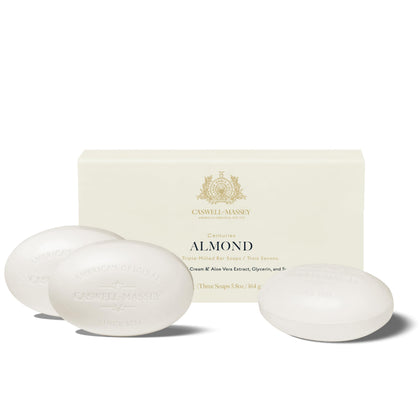 Coffret de savons Caswell-Massey parfum amande, vue de face