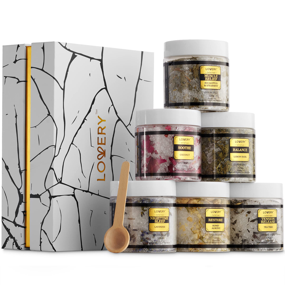 Coffret de sels de bain Deluxe LOVERY avec pots en verre