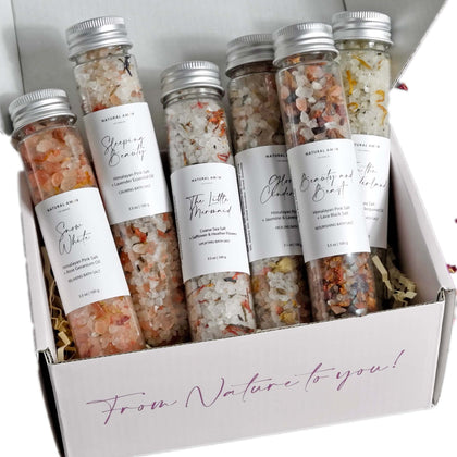 Coffret de sels de bain fait main NATURAL AMOR avec six sachets