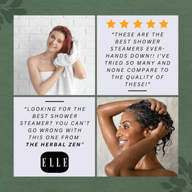 Coffret de Shower Steamers The Herbal Zen ouvert avec échantillons